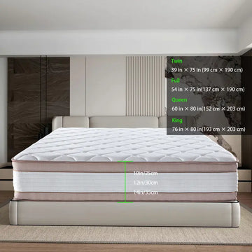 12" King Hybrid Mattress | Firm, Gel Memory Foam & Pocket Springs, Orthopedic Support