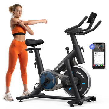 Exercise Bike with RPM Game Mode | Silent Belt Drive, Comfortable Seat & Tablet Holder, Interactive Home Cardio Workouts with App & Fitness Courses
